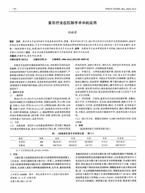 音乐疗法在肛肠手术中的应用