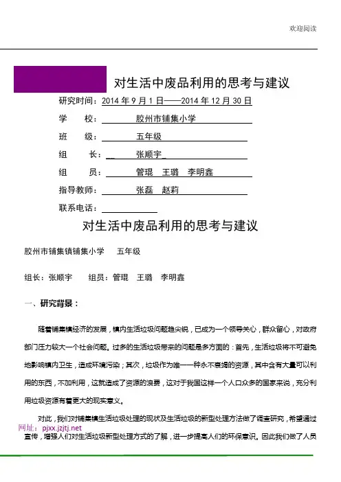 研究性学习成果
