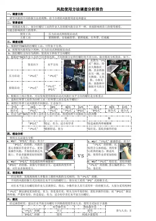 一页纸报告--风批使用方法调查分析