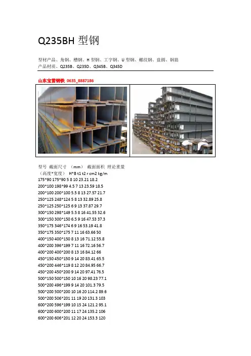 Q235BH型钢库存【规格