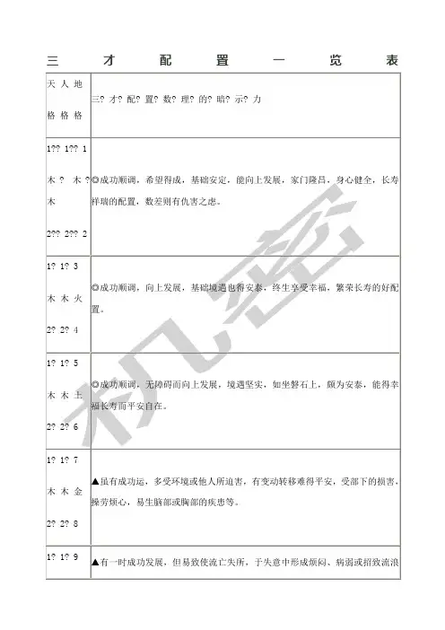 三才配置一览表
