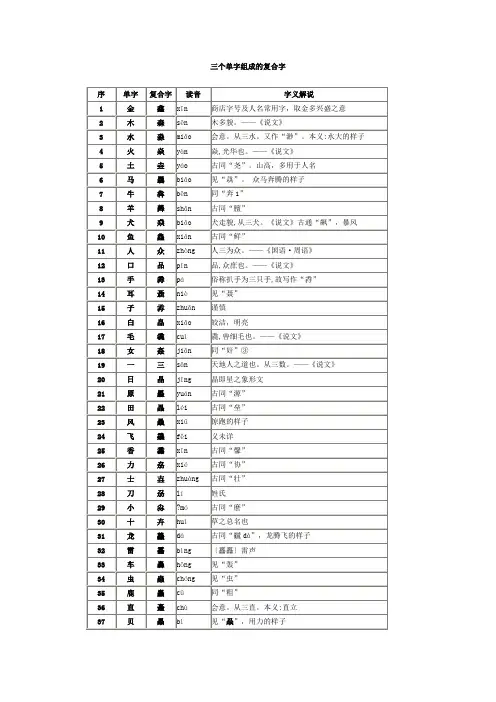三个字组成的复合字