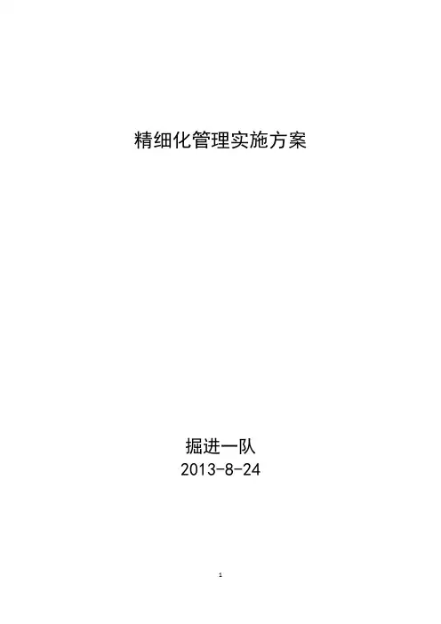 掘进一队精细化管理实施方案