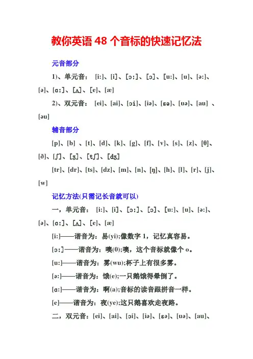 (完整版)教你英语48个音标的快速记忆法