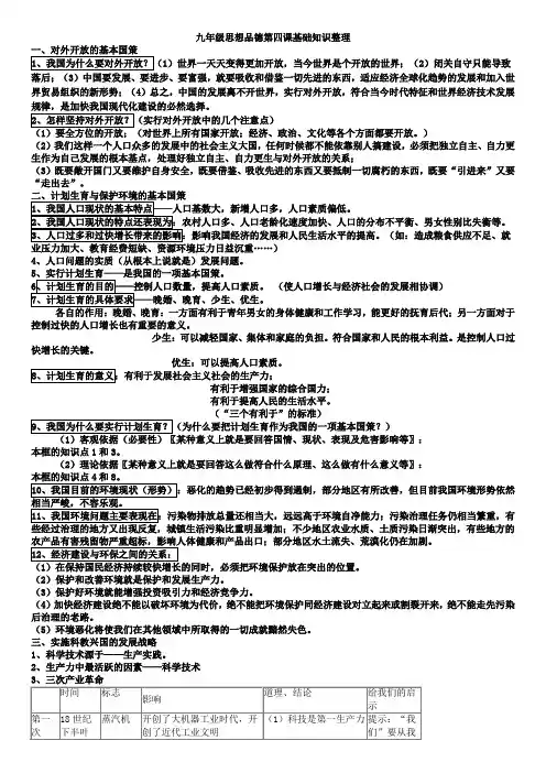 九年级政治第四课复习要点