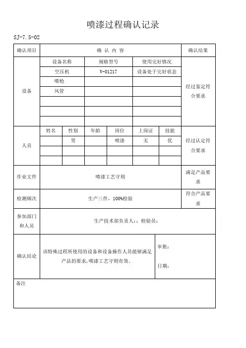 喷漆过程确认记录