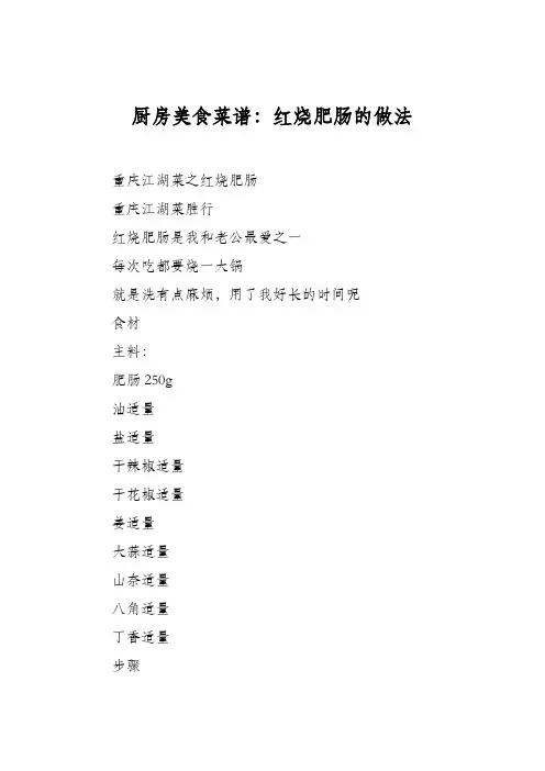 厨房美食菜谱：红烧肥肠的做法