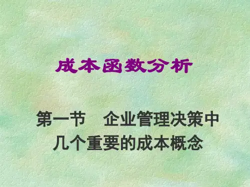 管理经济学:成本函数分析