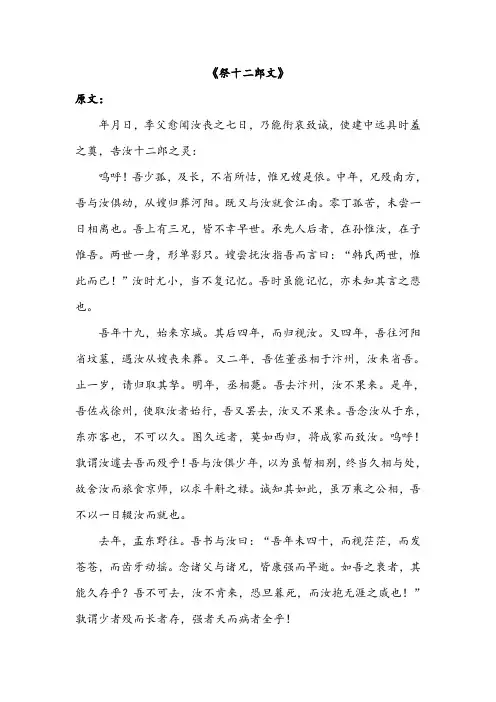 《祭十二郎文》