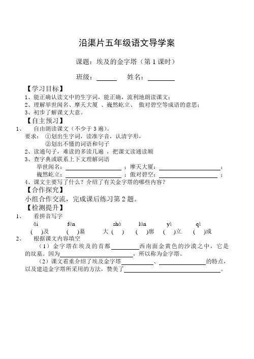 埃及的金字塔导学案(1)