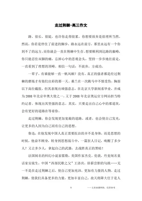 走过荆棘-高三作文