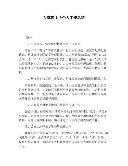 【工作总结范文】乡镇国土所个人工作总结