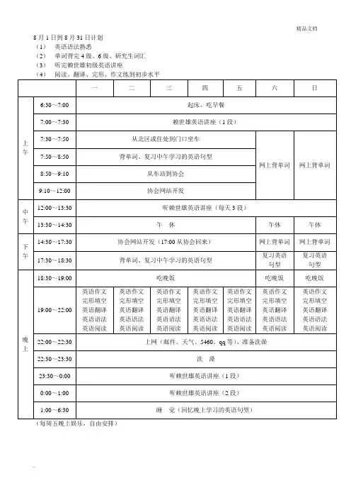 学习计划表及模板 2