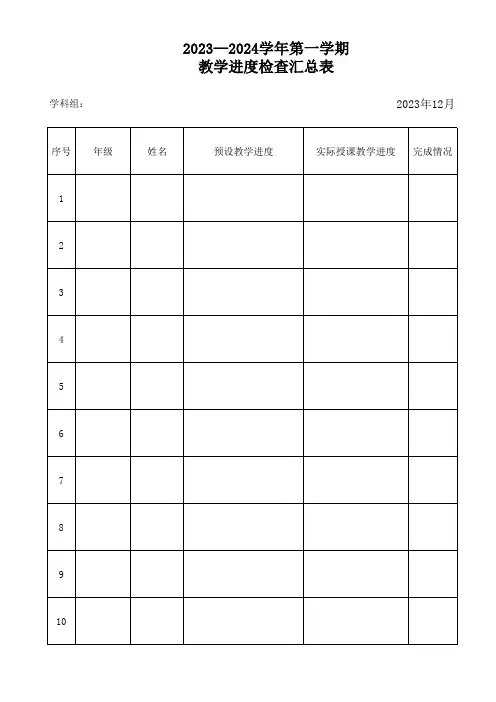 教学进度检查表