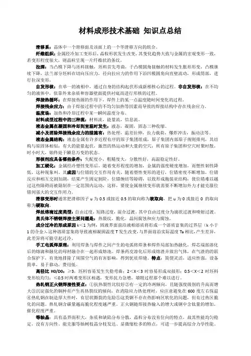 材料成形技术基础 知识点总结