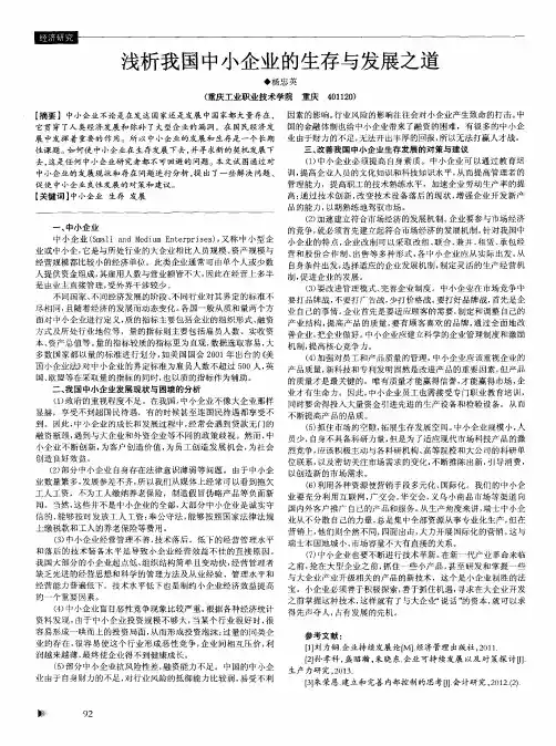 浅析我国中小企业的生存与发展之道
