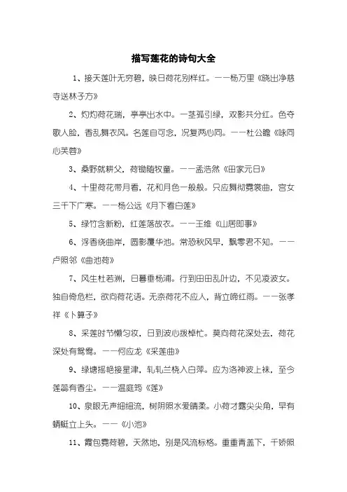 描写莲花的诗句大全