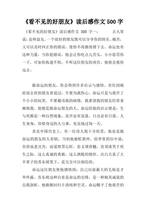《看不见的好朋友》读后感作文500字