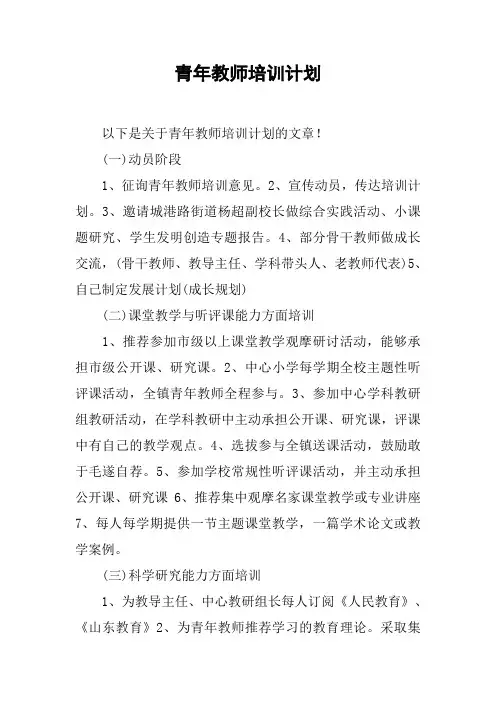 青年教师培训计划