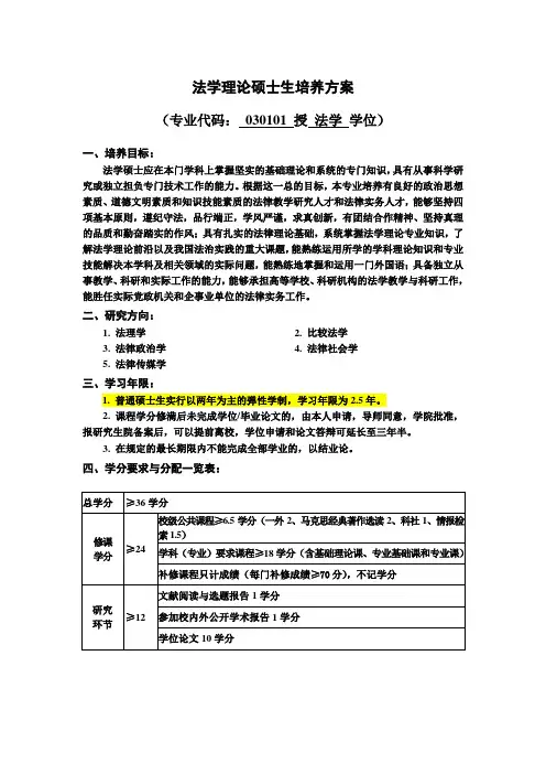 (完整版)华中科技大学法学院研究生培养方案