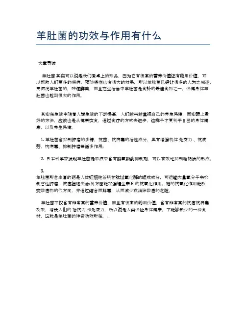 羊肚菌的功效与作用有什么【医学养生常识】