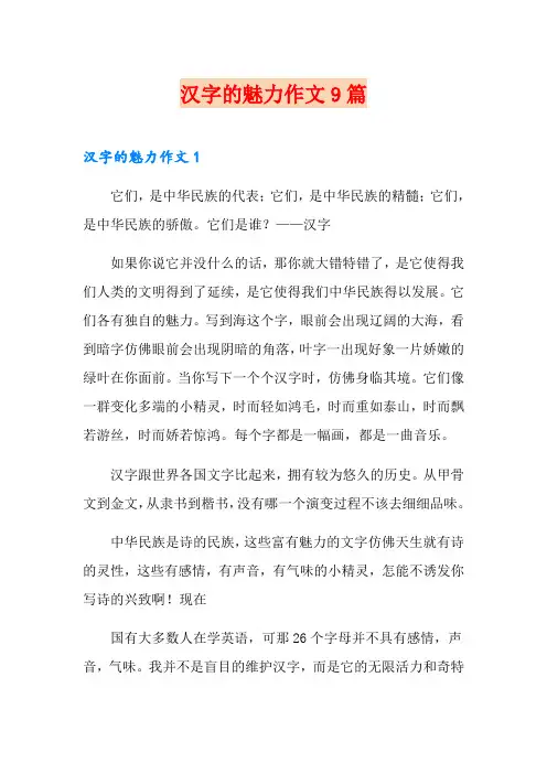 汉字的魅力作文9篇