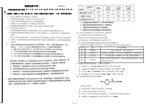 理科综合选择题专项训练