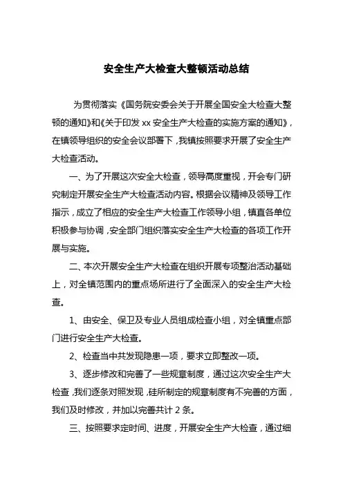 安全生产大检查活动总结 2