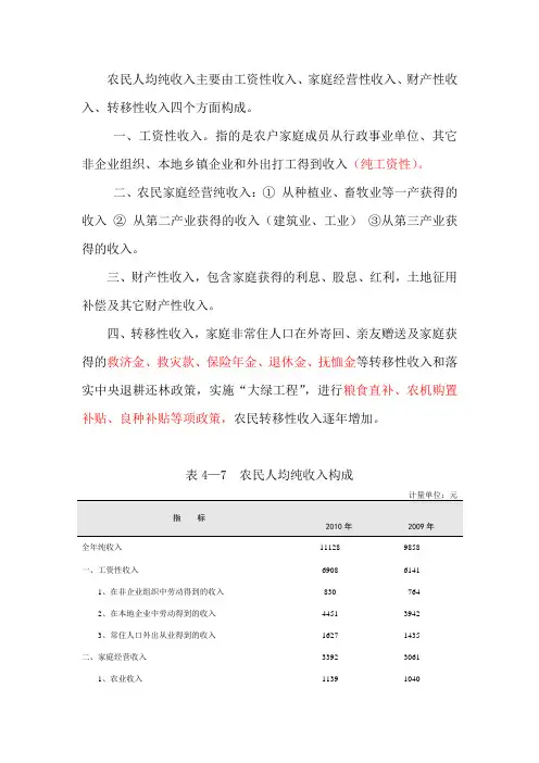 农民人均收入构成