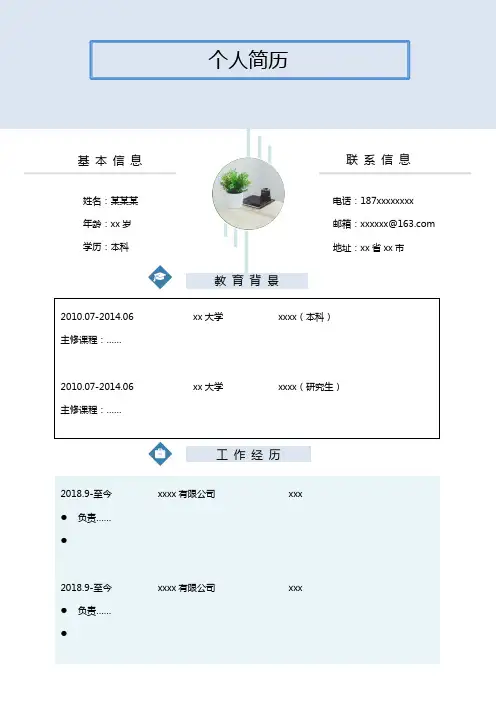 个性简约个人简历模板(word版)