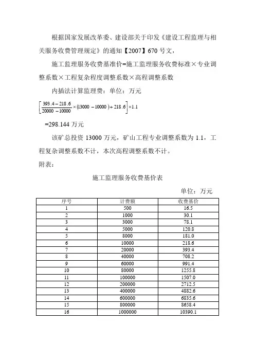 监理费计算