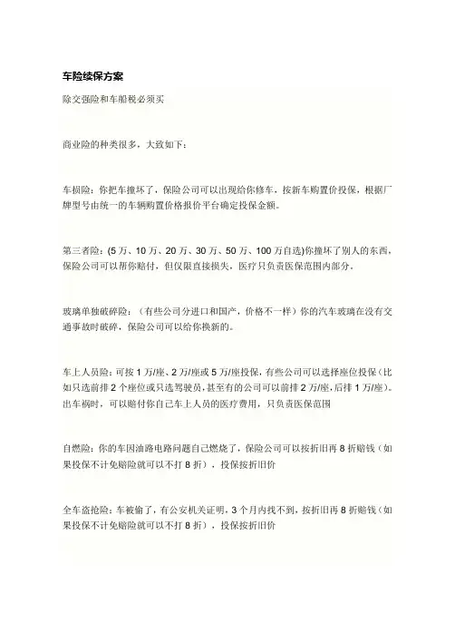 车险续保方案