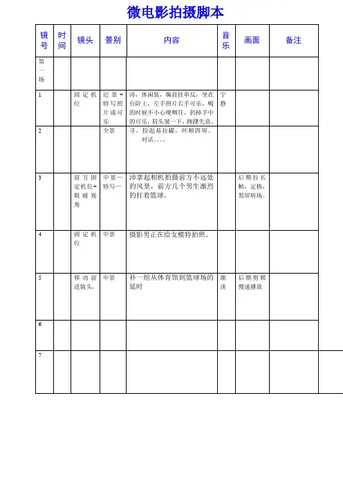 微电影拍摄脚本