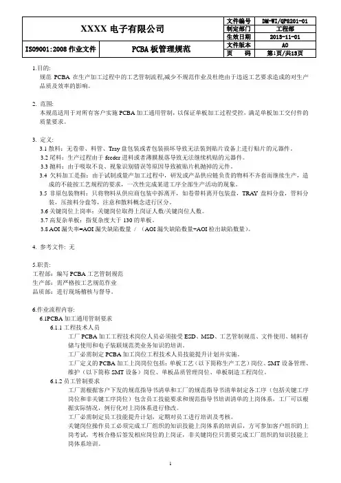 PCBA版管理规范