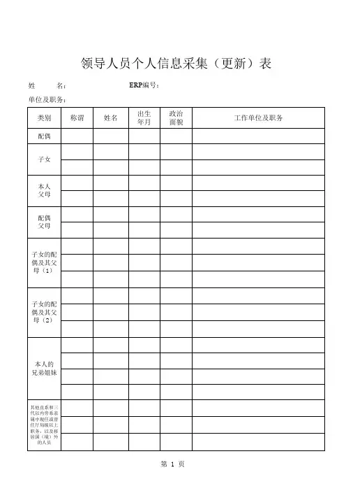 领导人员个人信息采集(更新)表及填表说明