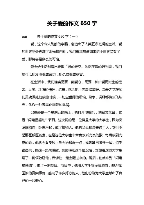 关于爱的作文650字