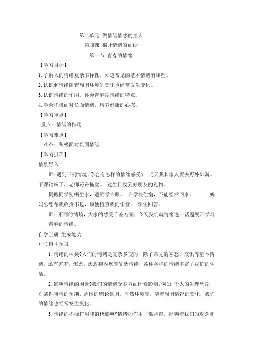 《青春的情绪》教案