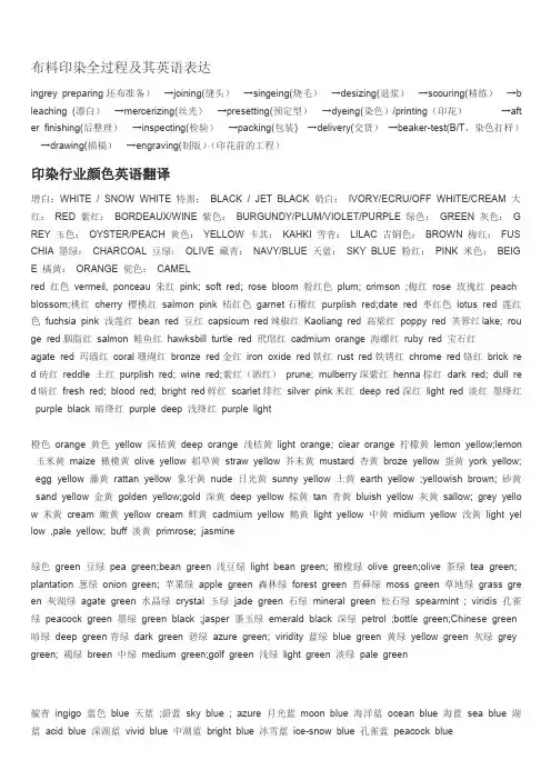 布料印染全过程及其英语表达