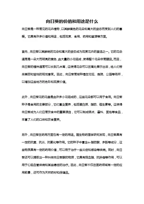 向日葵的价值和用途是什么