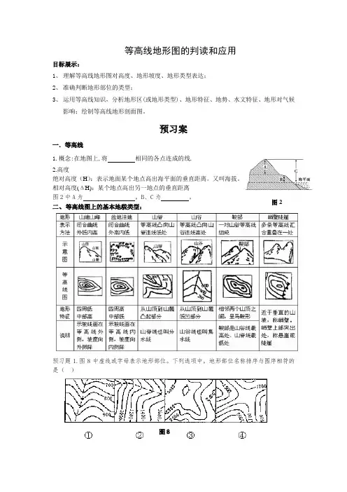 等高线地形图学案