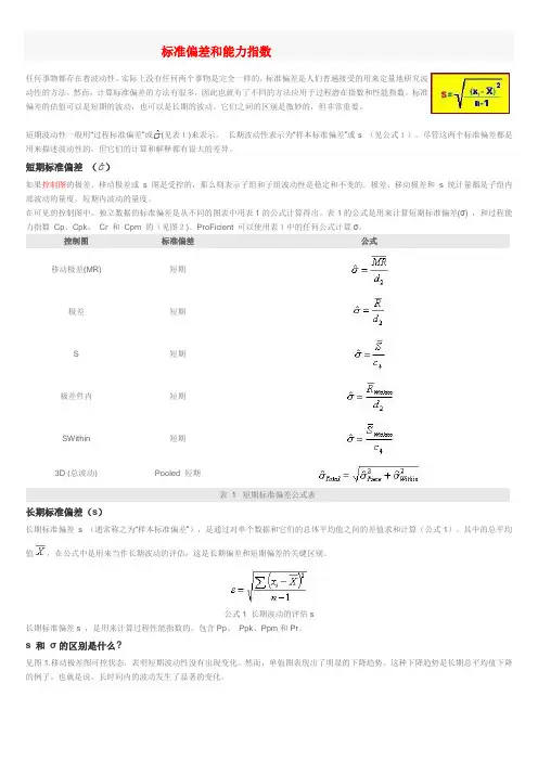 标准偏差和能力指数