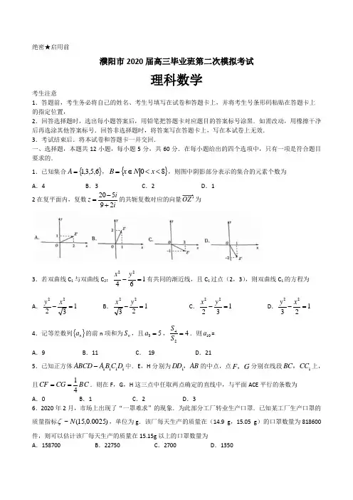濮阳市2020届高三毕业班第二次模拟考试数学(理科)含答案