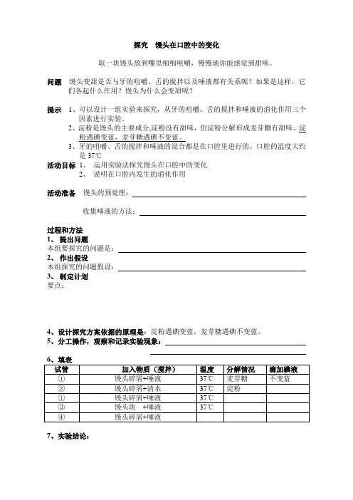 探究  馒头在口腔中的变化