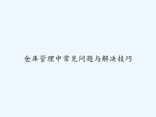 仓库管理中常见问题与解决技巧 PPT