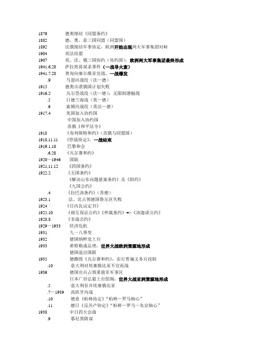 历史选修战争与和平时间表