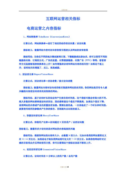 电商运营指标(参考)