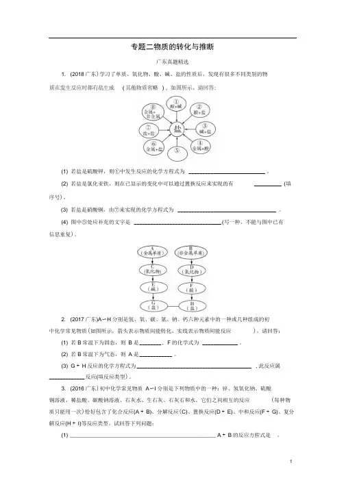 广东省中考化学总复习专题物质的转化与推断优化训练(1)