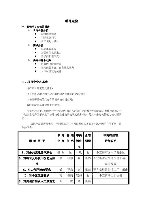 项目定位与策划