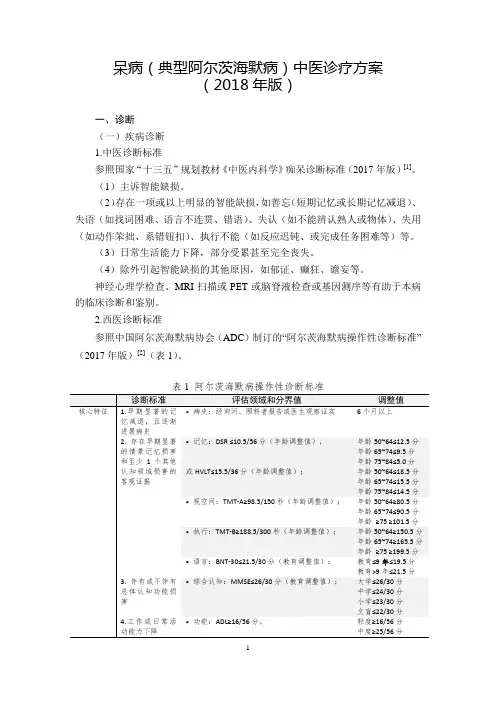 24.呆病(典型阿尔茨海默病)中医诊疗方案