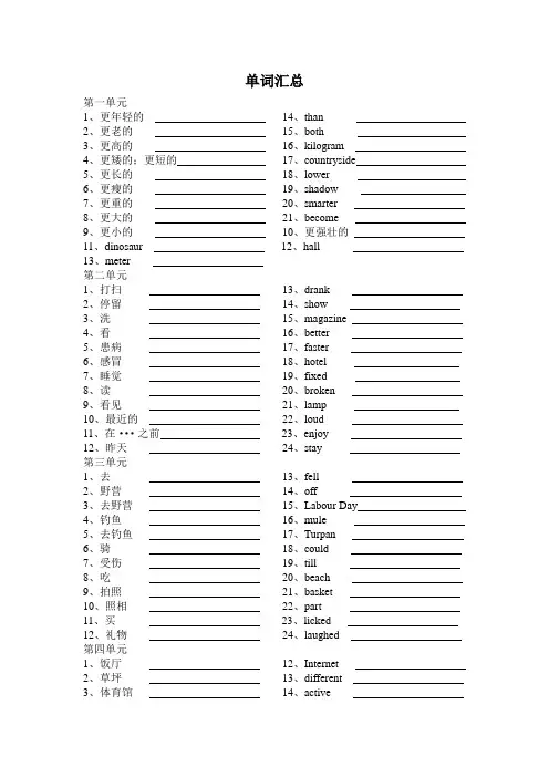 新人教版六年级下册英语重点题型汇总